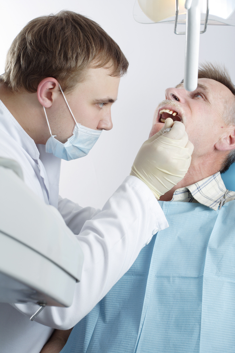 Dental background: work in clinic (operation, tooth replacement)